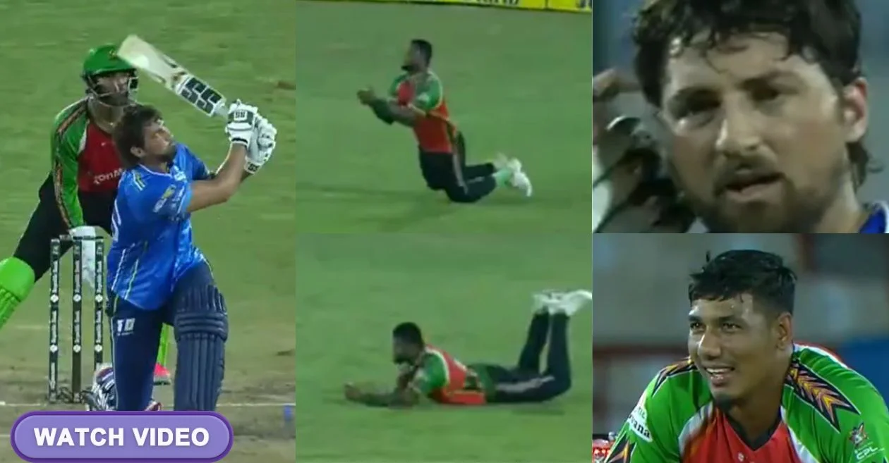 WATCH: Romario Shepherd pulls off a sensational diving catch to dismiss Tim David in CPL 2025