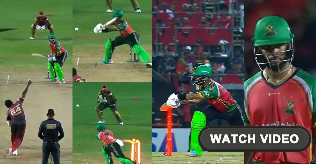 WATCH: Shai Hope gets out hit-wicket as Trinbago Knight Riders outclass Guyana Amazon Warriors in CPL 2025 clash