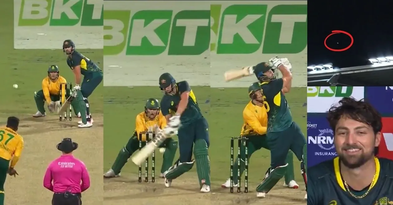 WATCH: Tim David smashes towering six onto stadium roof in AUS vs SA T20I opener