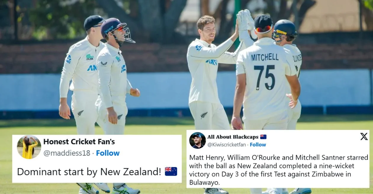ZIM vs NZ: Fans erupt as Matt Henry and Mitchell Santner star in New Zealand’s dominant 9-wicket win in first Test
