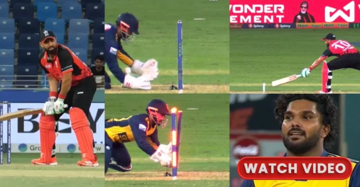 Asia Cup 2025 [WATCH]: Kusal Mendis’ quick recovery saves the day as Babar Hayat falls short of his crease – SL vs HK