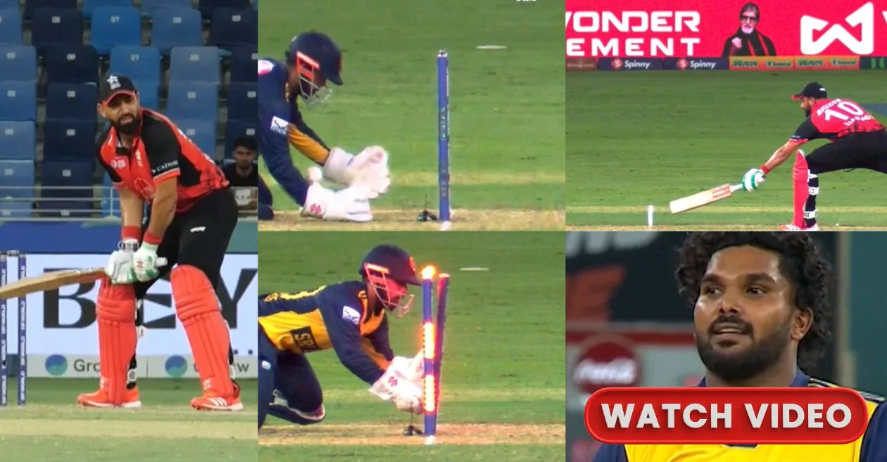 Asia Cup 2025 [WATCH]: Kusal Mendis’ quick recovery saves the day as Babar Hayat falls short of his crease – SL vs HK
