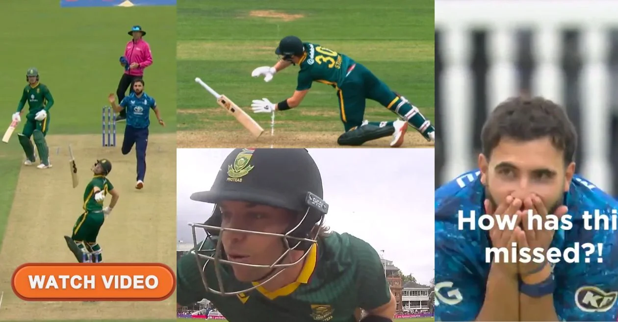 WATCH: Tristan Stubbs narrowly avoids disaster as bat slips and nearly hits his stumps in ENG vs SA 2nd ODI