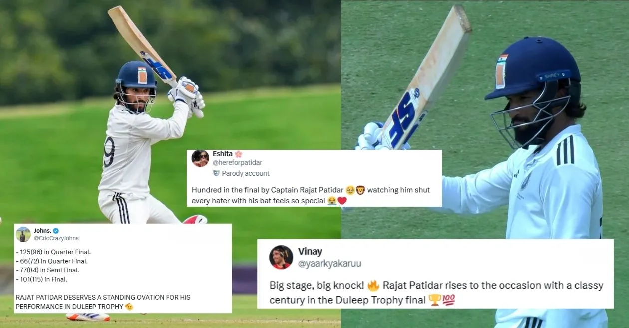 Fans erupt as Rajat Patidar hammers a brilliant century in Duleep Trophy 2025 final between Central Zone and South Zone