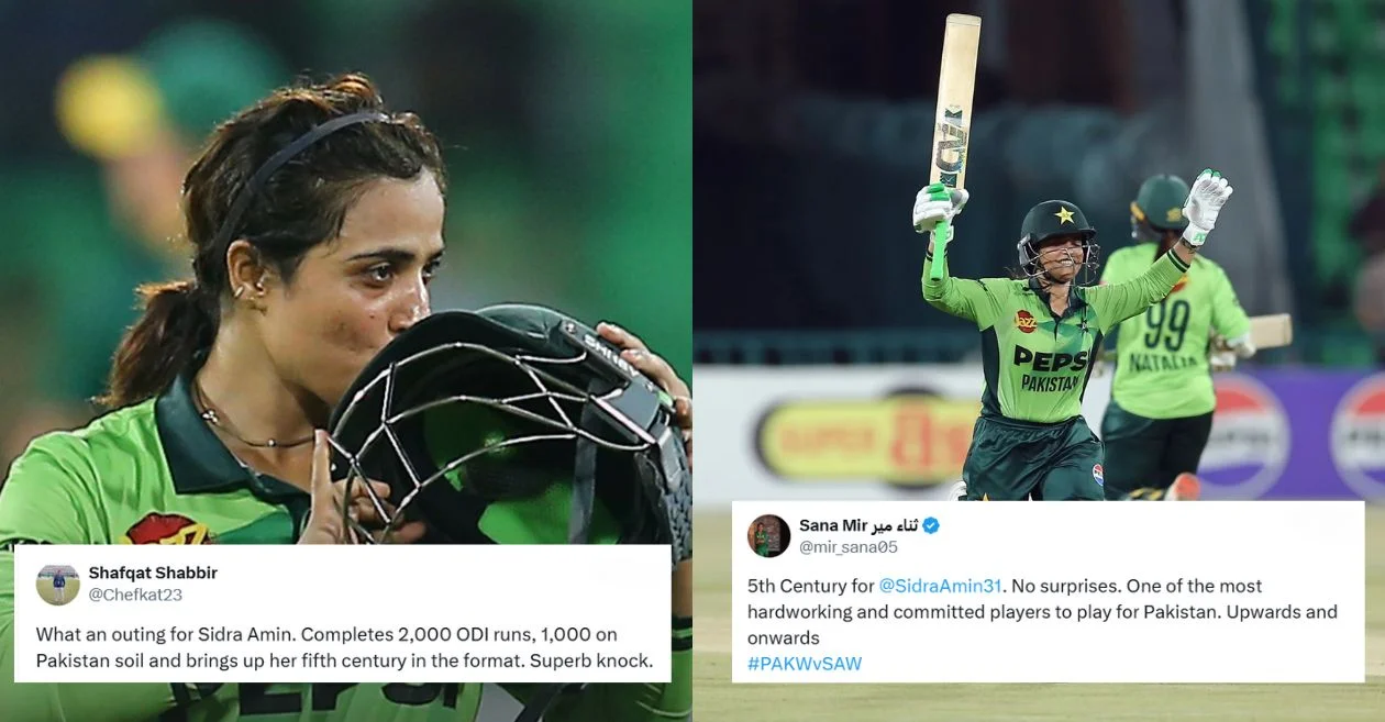 Fans erupt in joy as Sidra Amin smashes a record-breaking century for Pakistan against South Africa in the 1st Women’s ODI